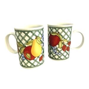 Dansk International Designs Nordic Fruit Dinnerware Tea Cups Coffee Mugs Pair